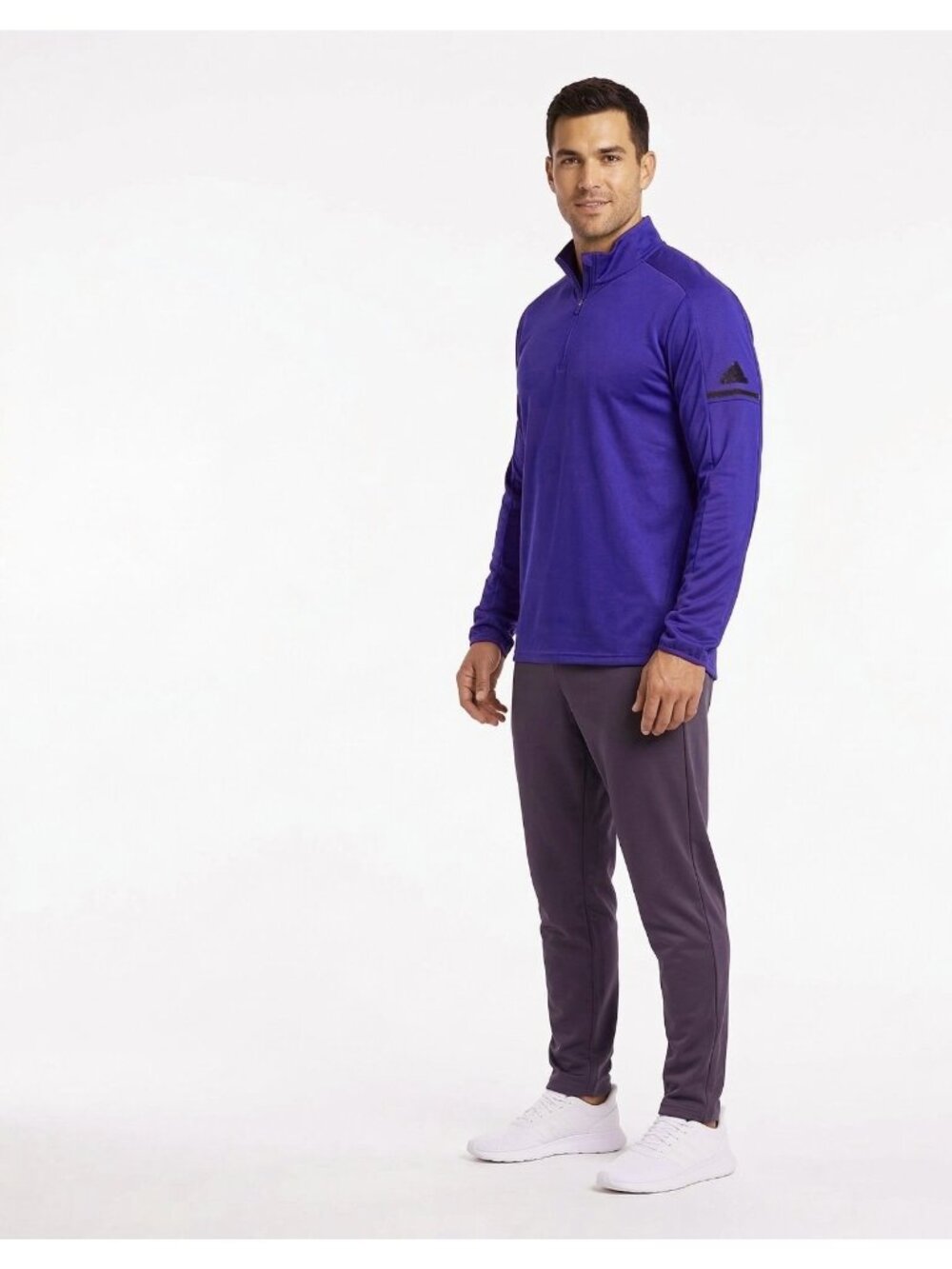 ADIDAS 1/4 ZIP MENS Logo Sleeve PULLOVER SHIRT PURPLE Size L MSRP $75